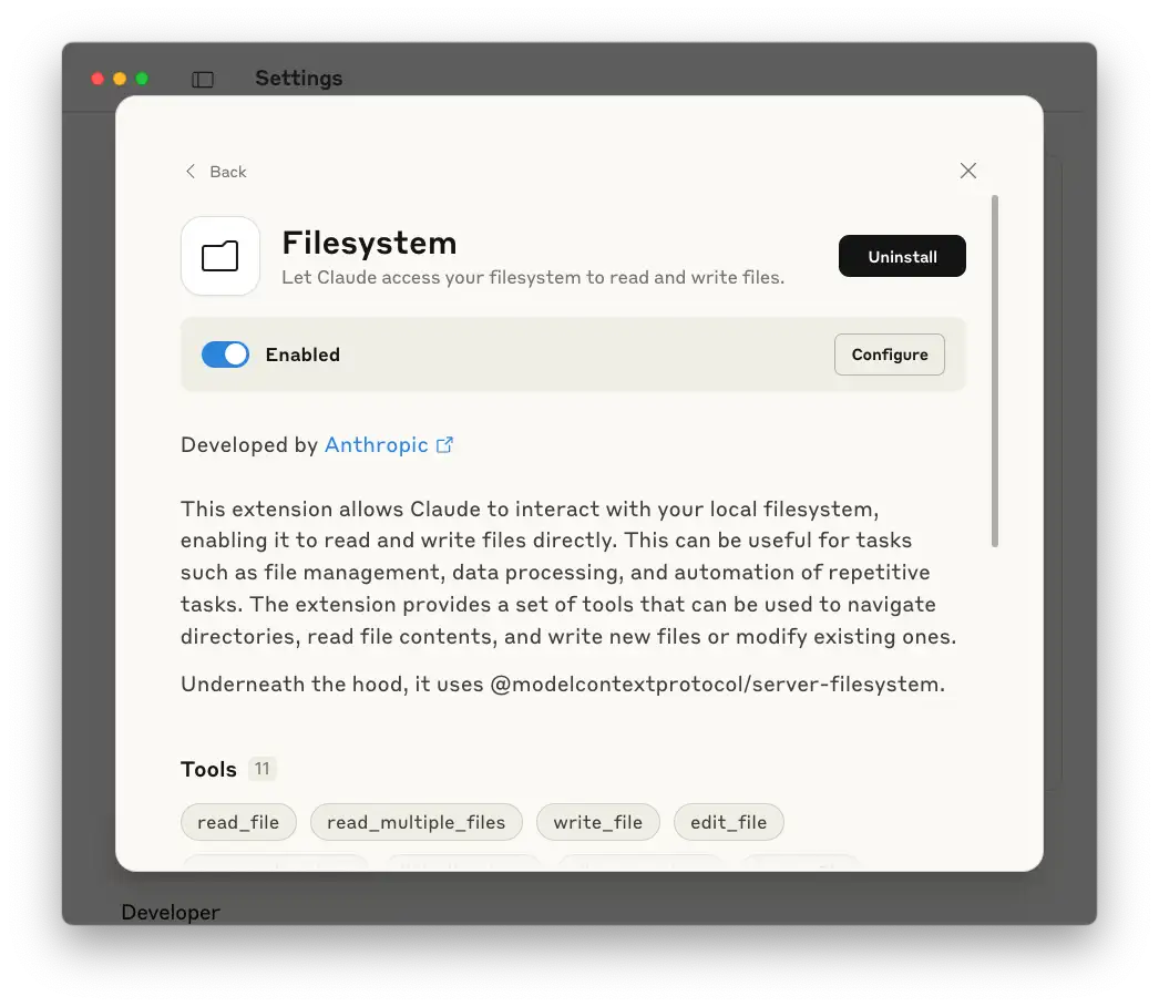 Claude Desktop Filesystem settings